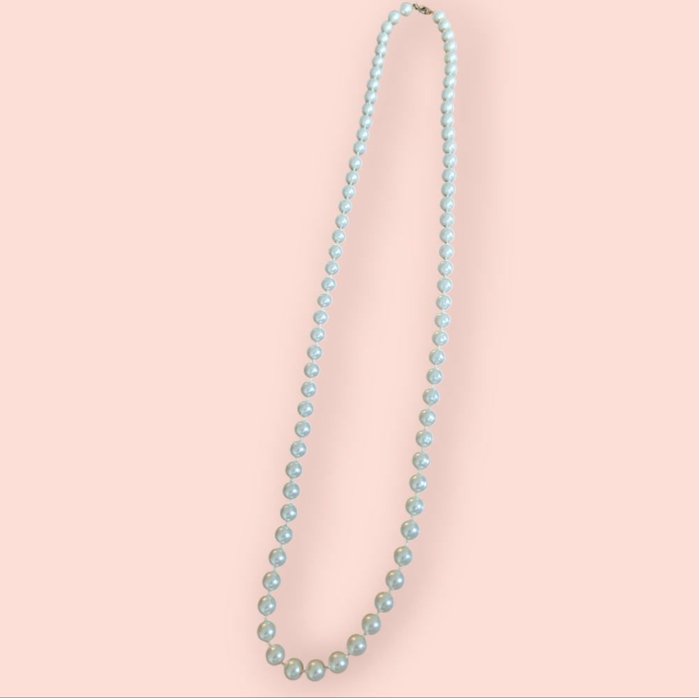 Faux White Pearl Necklace